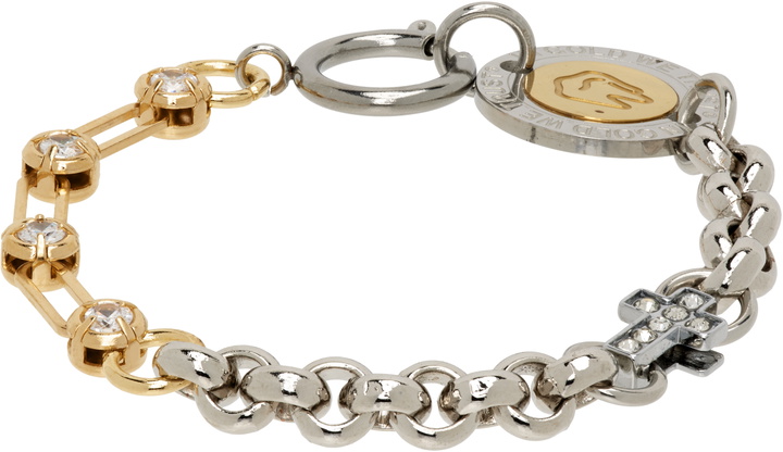 Photo: IN GOLD WE TRUST PARIS Rolo & Crystal Chains Cross Charms Logo Bracelet