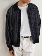 mfpen - Formal Striped Ribbed Cotton Cardigan - Black