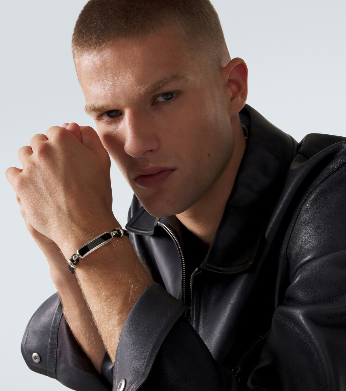David Yurman Streamline® sterling silver and leather bracelet with onyx