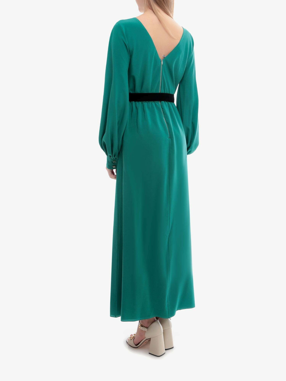 green emerald velvet dress Gucci Emerald Spring 2006 Cross Back Gown – The Kit Vintage main image 0