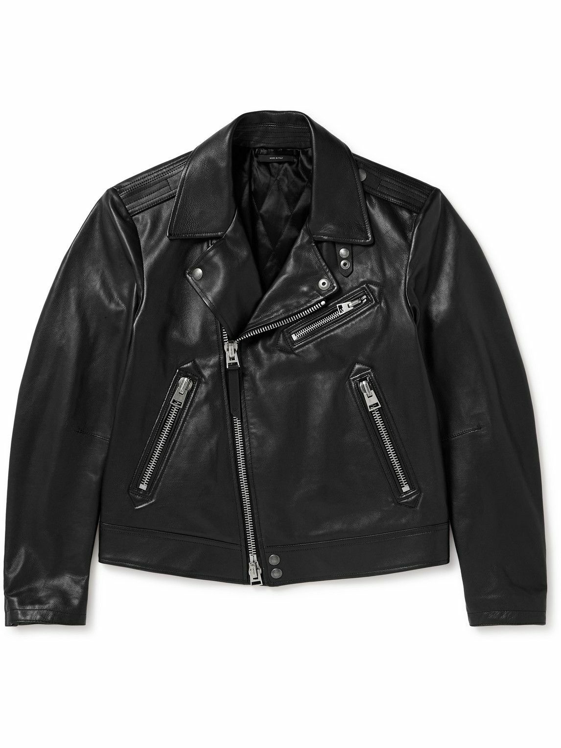 TOM FORD - Full-Grain Leather Biker Jacket - Black TOM FORD