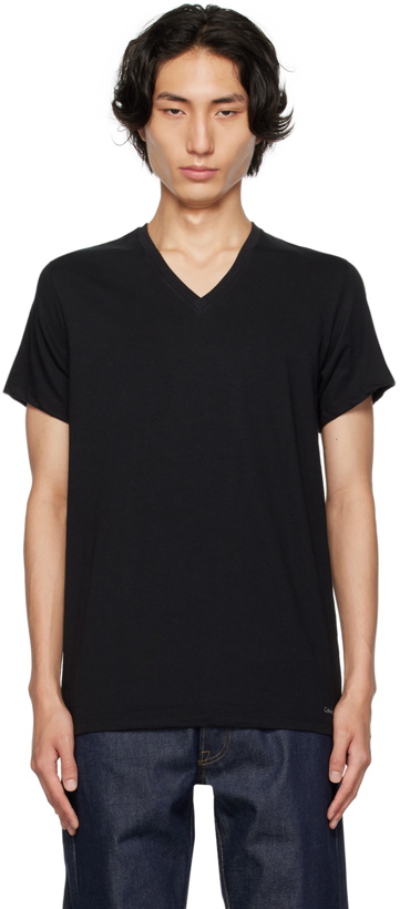 Photo: Calvin Klein Underwear Three-Pack Black V-Neck T-Shirts