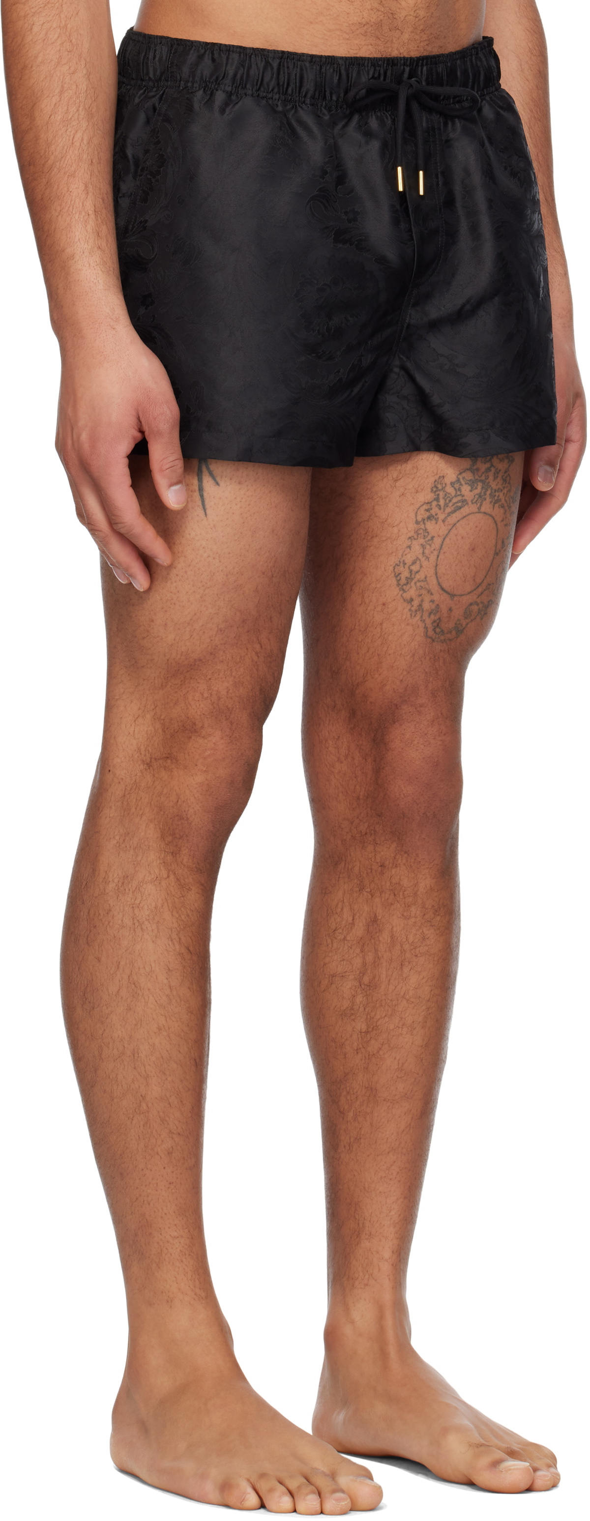 Versace Underwear Black Barocco Jacquard Swim Shorts