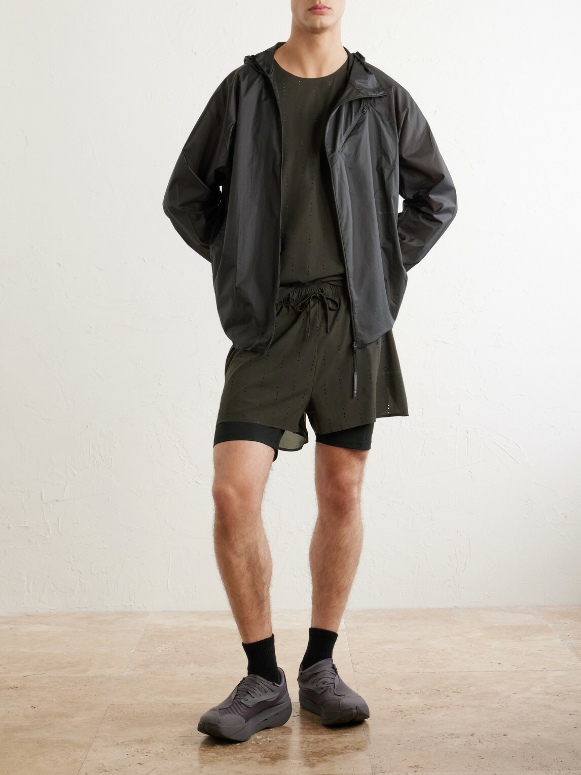 On - Post Archive Faction Zero Logo-Print Shell Jacket - Black