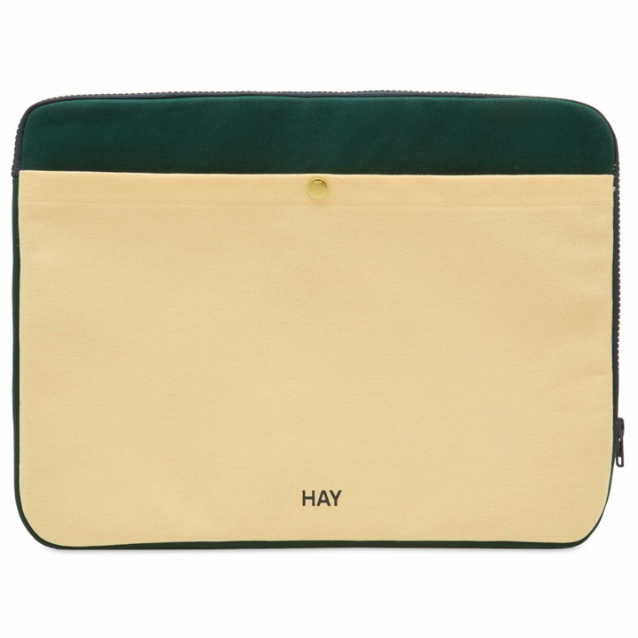 Photo: HAY Multi Laptop Cover in Soft Yellow Multi 