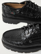G.H. Bass & Co. - Croc-Effect Leather Boat Shoes - Black