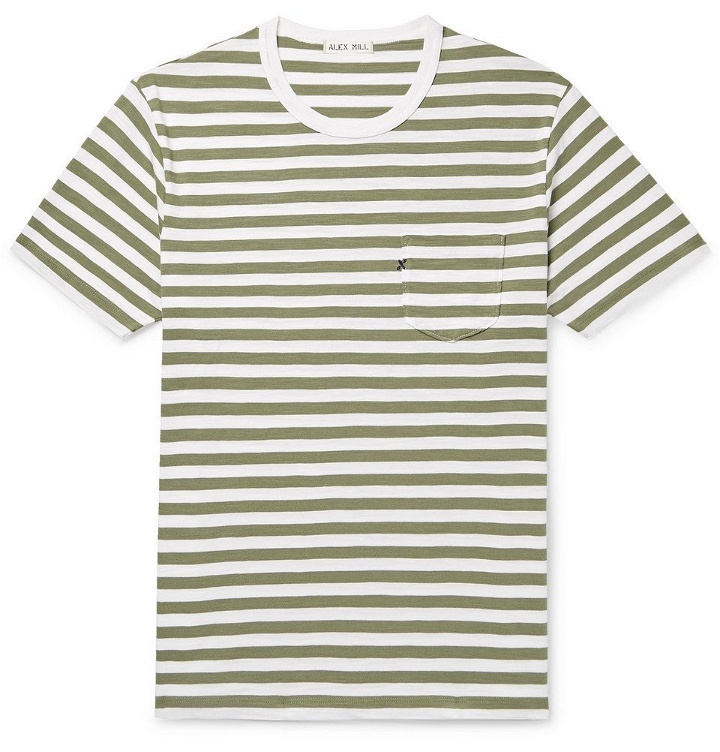 Photo: Alex Mill - Slim-Fit Striped Slub Cotton-Jersey T-Shirt - Army green
