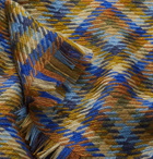 Loro Piana - Fringed Checked Cashmere and Silk-Blend Scarf - Blue