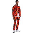 MSGM Black and Red Flame Print Jeans