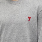 AMI Paris Men's Long Sleeve Small A Heart T-Shirt in Heather Grey