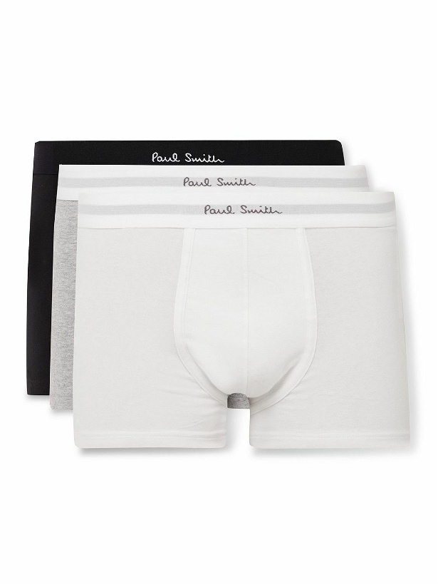 Photo: Paul Smith - Three-Pack Stretch Organic Cotton-Jersey Boxer Briefs - White