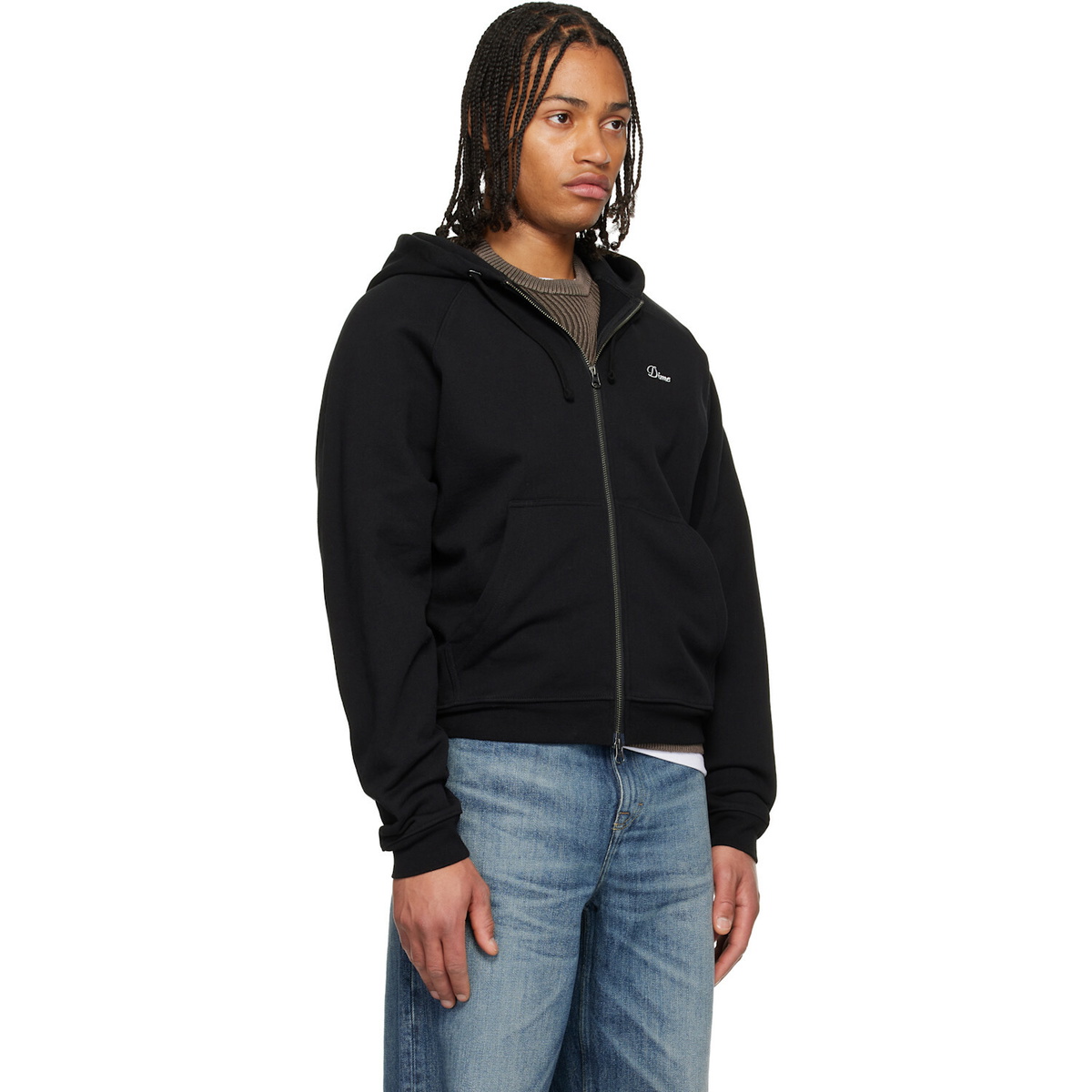 Dime Black Cursive Small Logo Zip Hoodie