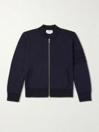 Thom Browne - Striped Wool, Linen and Cotton-Blend Zip-Up Cardigan - Blue