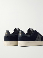 TOM FORD - Logo-Appliquéd Leather-Trimmed Suede Sneakers - Blue