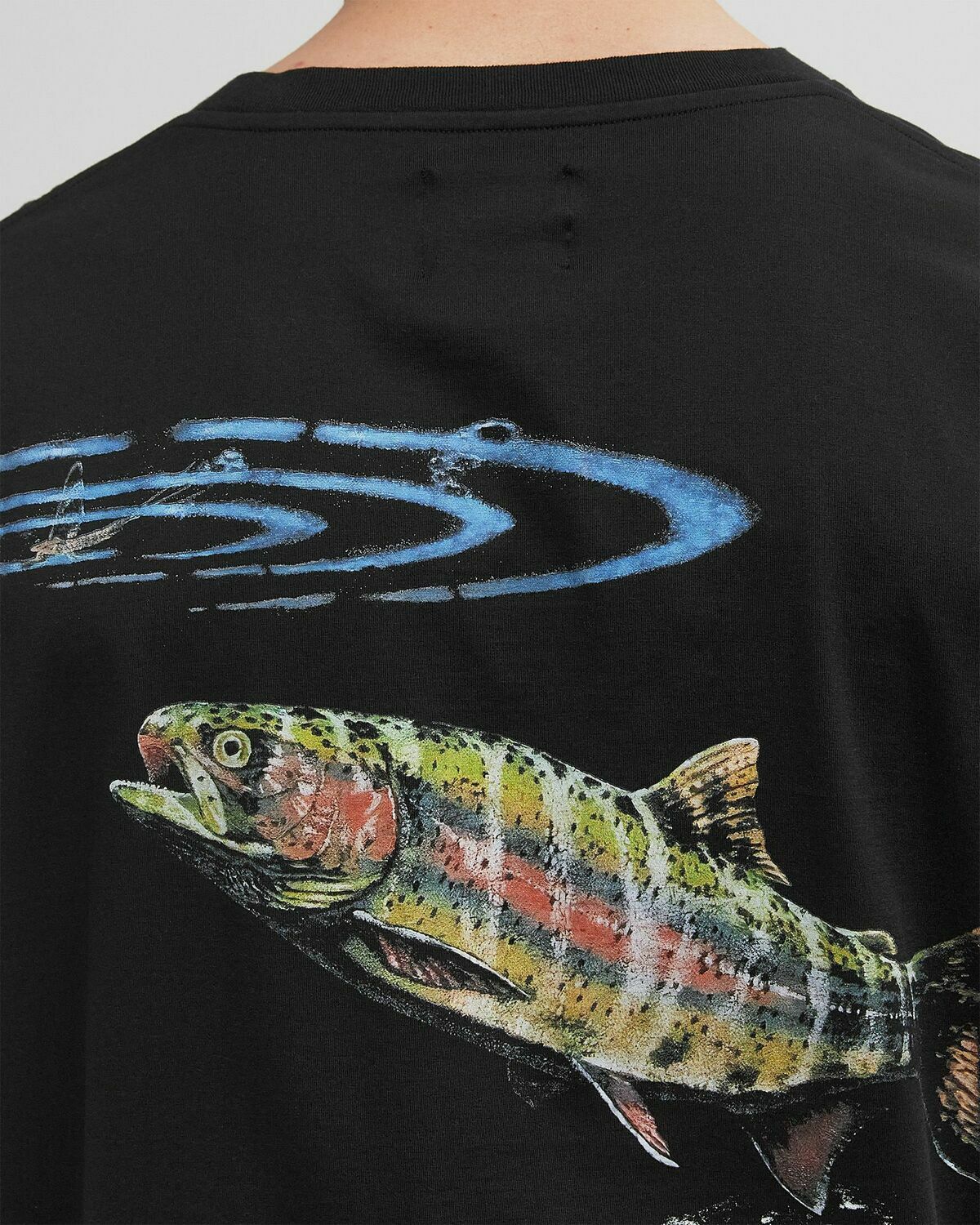 WOOLRICH OVERSIZED TEE FISH GRAPHIC Black Mens Shortsleefe