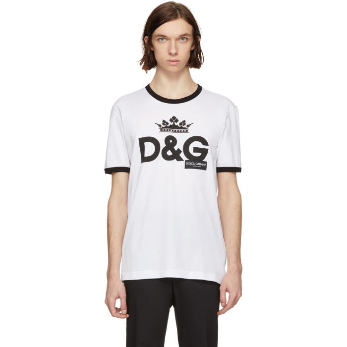 Photo: Dolce and Gabbana White Logo Crown T-Shirt 