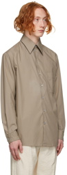 LEMAIRE Beige Poplin Straight Collar Shirt