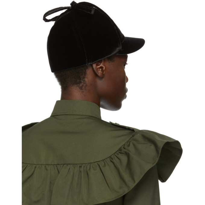Miu Miu Black Velvet Flap Cap Miu Miu