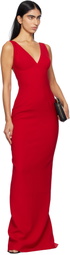 Mônot Red Plunging V-Neck Maxi Dress