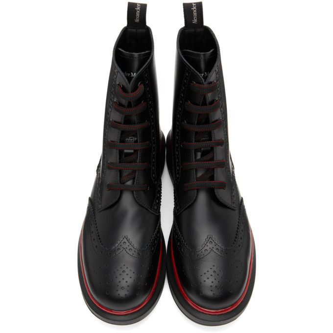 Alexander McQueen Black Hybrid Brogue Boots Alexander McQueen display picture 3