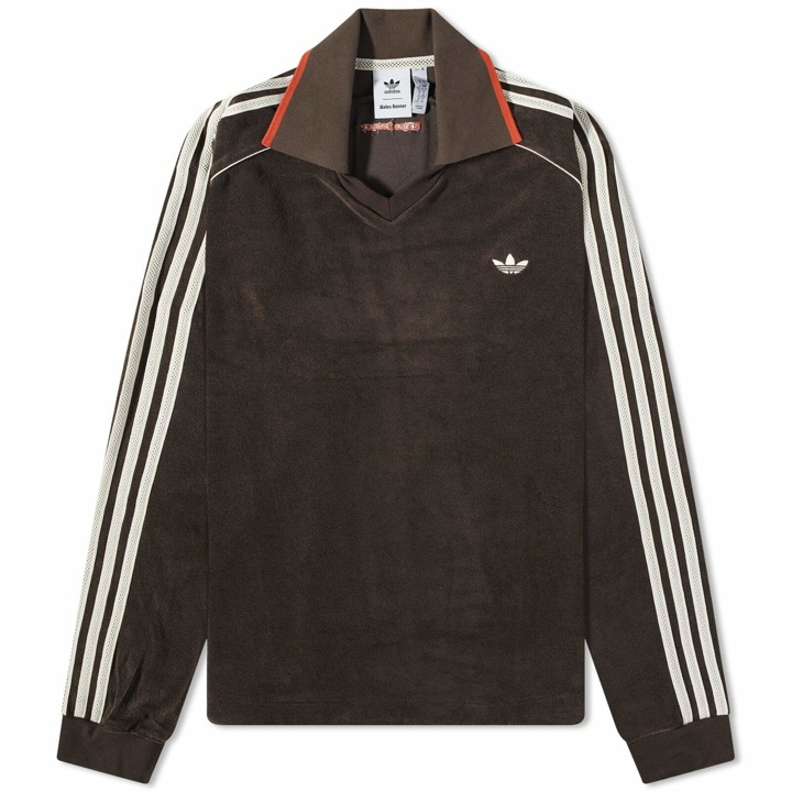 Photo: Adidas Consortium x Wales Bonner Twill 3-Stripe Top in Dark Brown