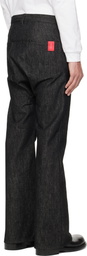 FUMITO GANRYU Black 5P Flare Sarouel Jeans