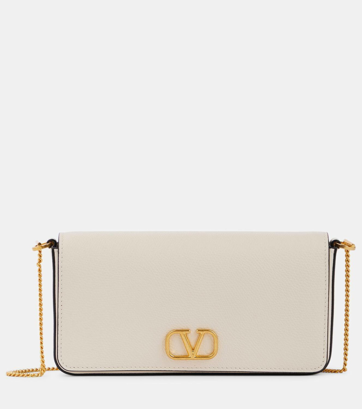 Ivory Leather Vlogo Signature Shoulder Bag