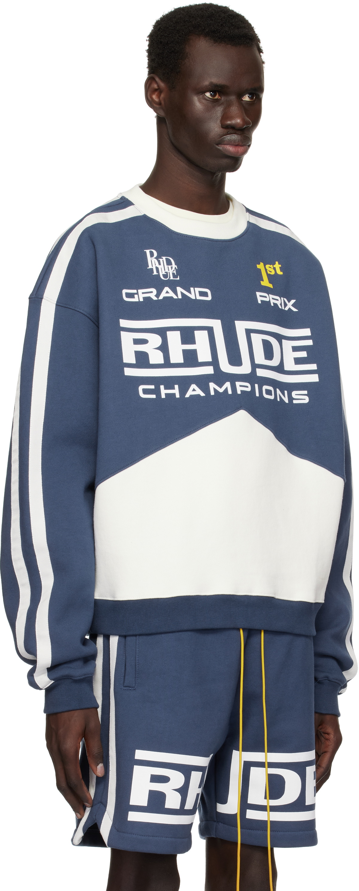 Rhude Blue & White 'Rhude Champions' Crewneck Sweatshirt Rhude