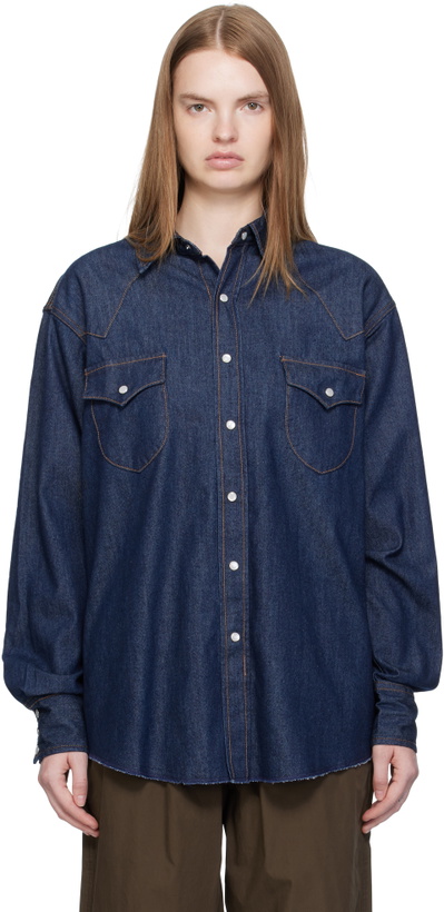 Photo: Carter Young SSENSE Exclusive Blue Denim Western Shirt