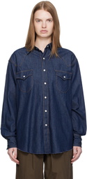 Carter Young SSENSE Exclusive Blue Denim Western Shirt