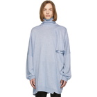 Raf Simons Blue Lurex Multi Collar Turtleneck