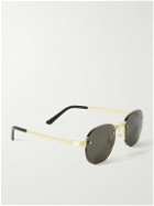 Cartier Eyewear - Santos de Cartier Rimless Oval-Frame Gold-Tone Sunglasses