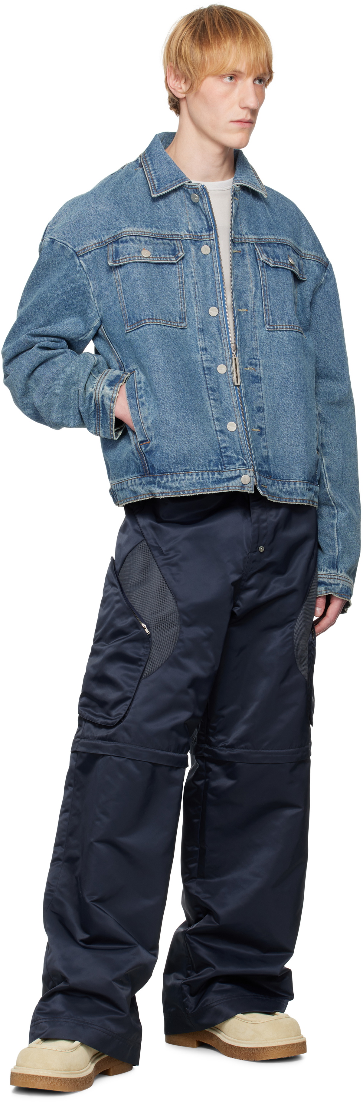 SPENCER BADU Blue Zip Denim Jacket