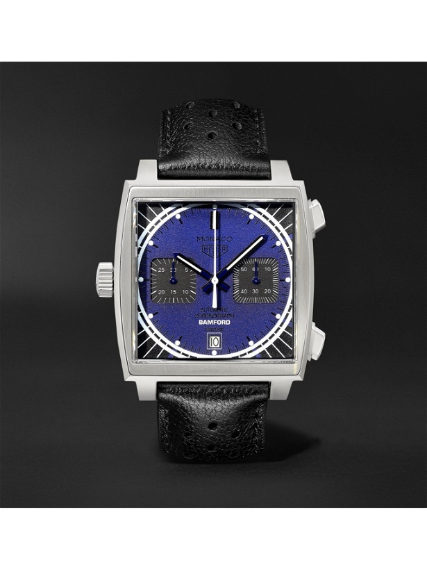 Photo: BAMFORD WATCH DEPARTMENT - TAG Heuer Monaco Automatic Chronograph 39mm Stainless Steel and Leather Watch, Ref. No. BWDMC2 - Blue