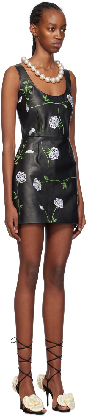 Magda Butrym Black Floral Leather Minidress Magda Butrym