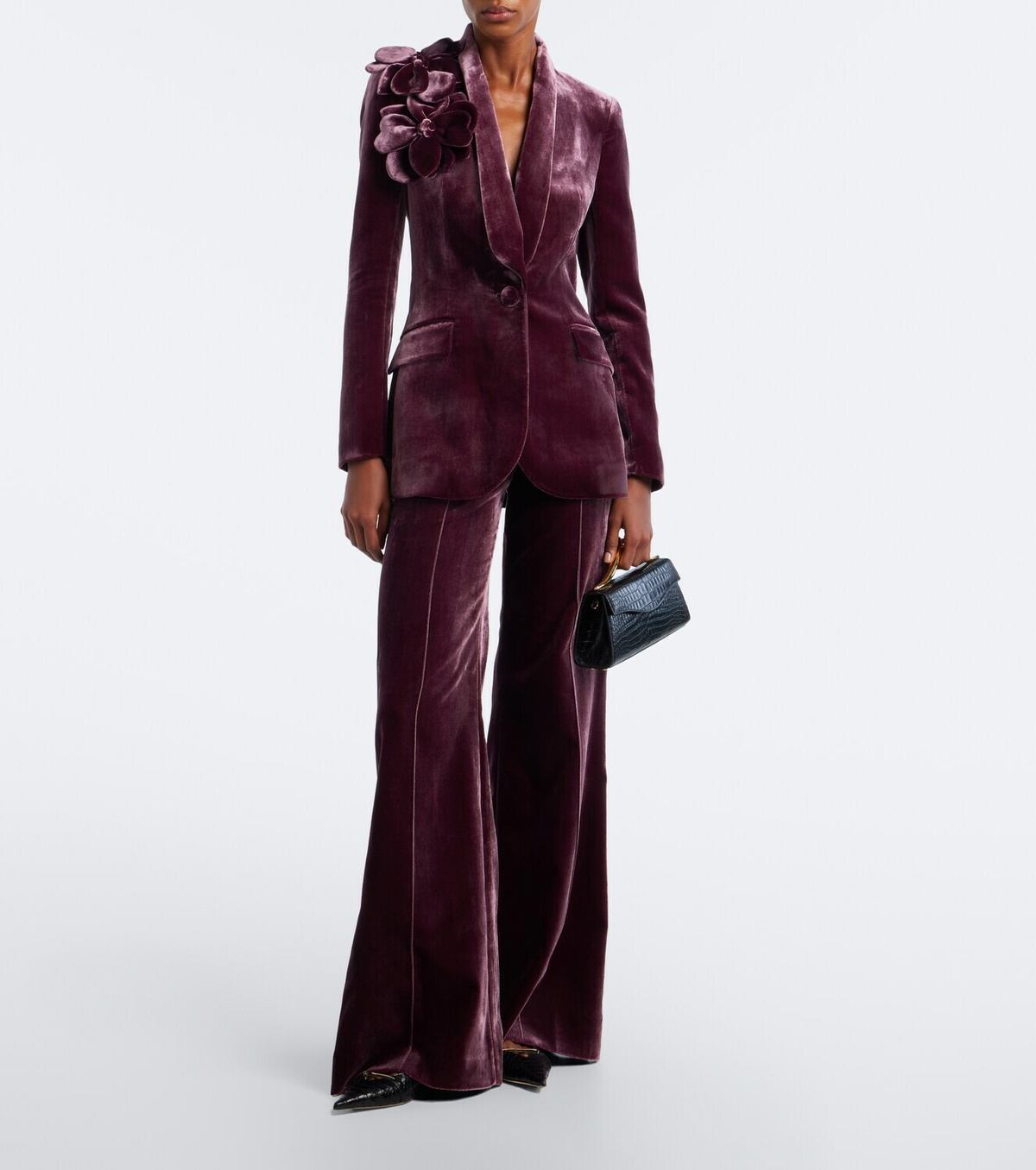 Elie Saab Floral-appliqué silk-blend velvet blazer