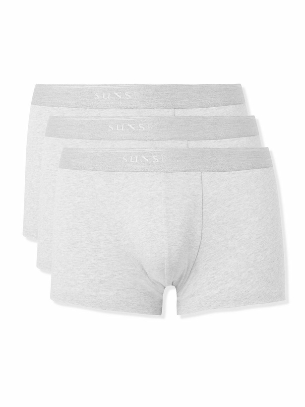 Photo: Sunspel - Three-Pack Stretch-Cotton Boxer Briefs - Gray