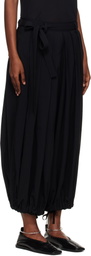 Y's Black Hard-Twisted Lawn Tucked Trousers