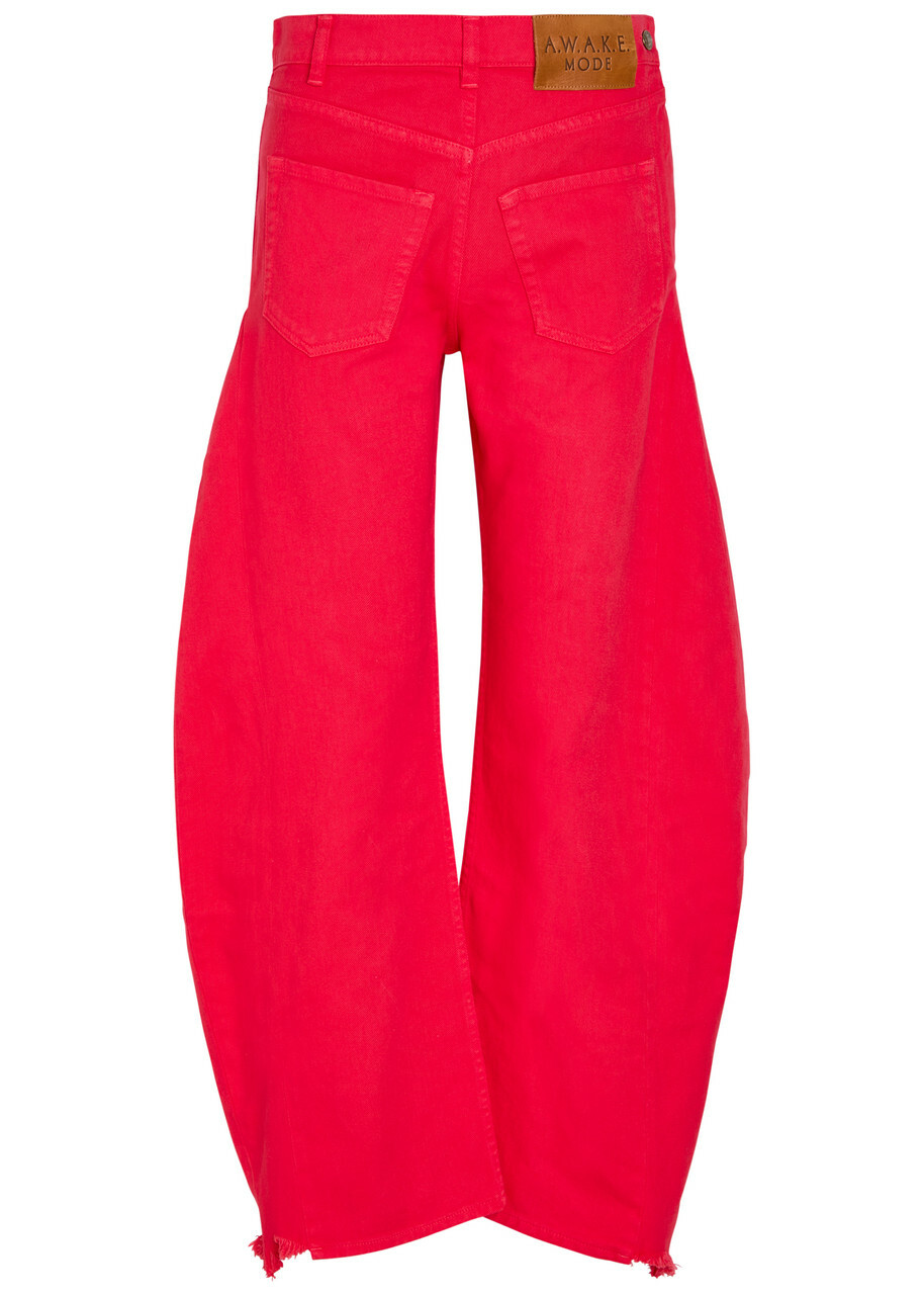 A.W.A.K.E Mode Mirrored Effect Barrel-leg Denim Jeans Red