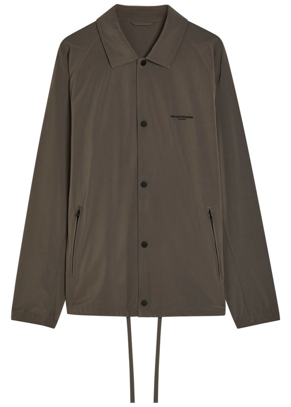 Photo: Emporio Armani Logo-embroidered Woven Shirt Brown