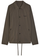 Emporio Armani Logo-embroidered Woven Shirt Brown