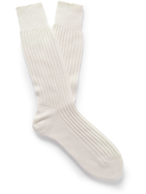 Photo: TOM FORD - Ribbed Cashmere Socks - White