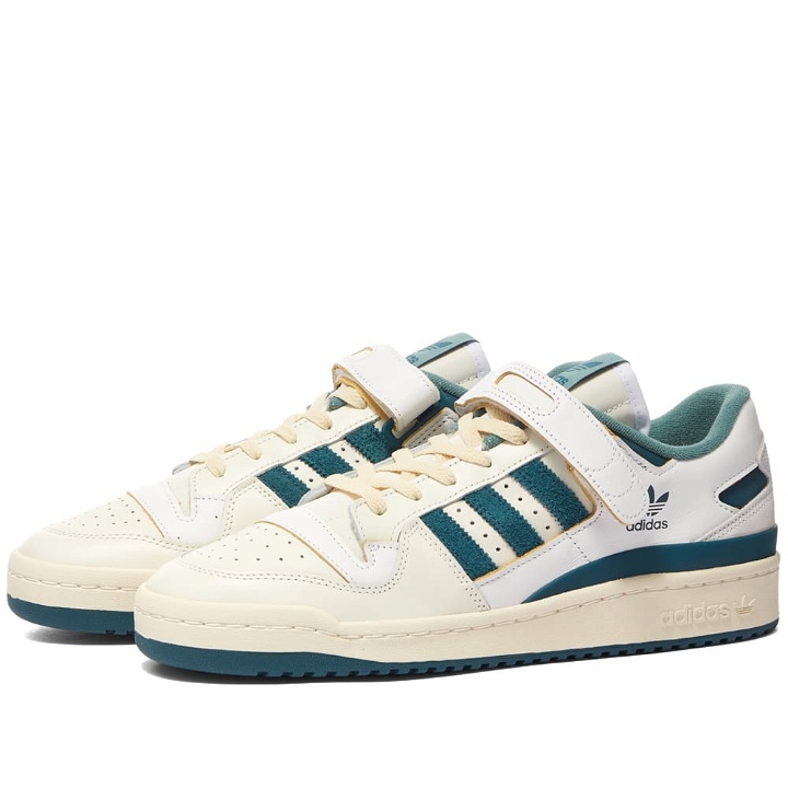 Photo: Adidas Forum 84 Low Sneakers in White/Wild Teal
