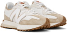 New Balance White & Tan 327 Sneakers