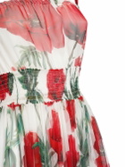 DOLCE & GABBANA Poppy Print Silk Chiffon Long Dress