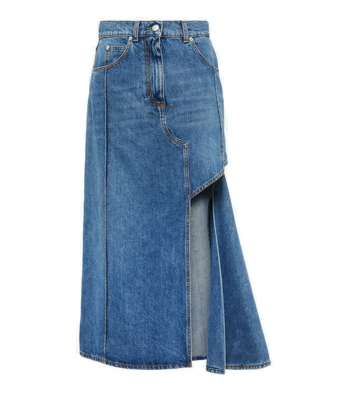 Alexander McQueen High-rise denim midi skirt Alexander McQueen