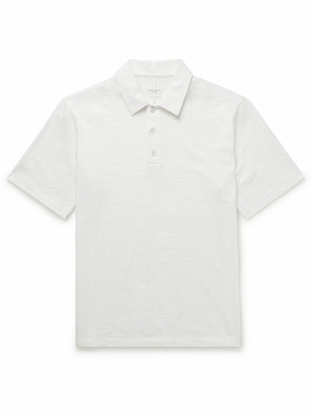 Photo: Rag & Bone - Classic Flame Slub Cotton Polo Shirt - White