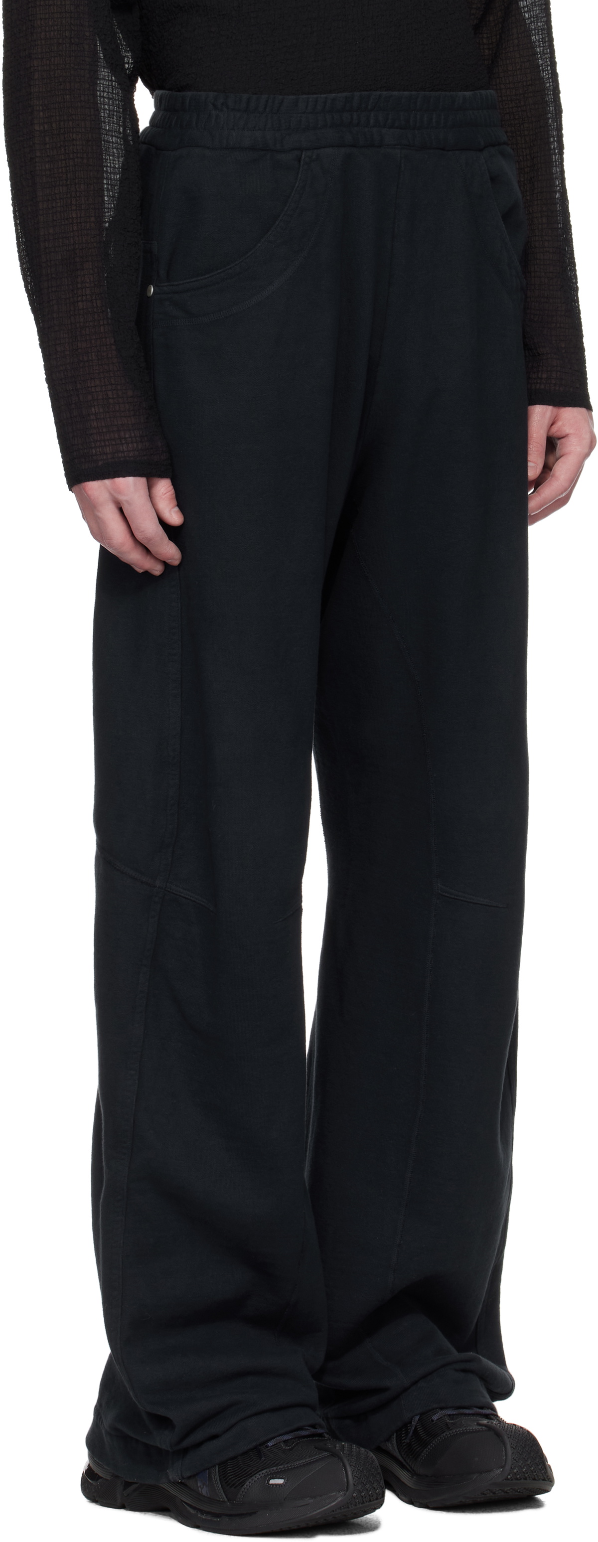 Omar Afridi Navy Knee Darted Flare Sweatpants Omar Afridi