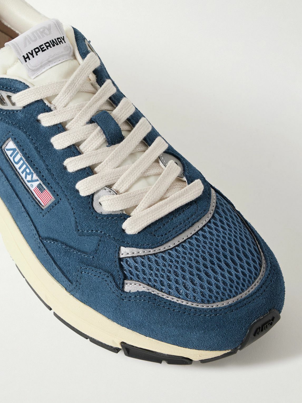 Autry - Hyperway Leather-Trimmed Suede and Mesh Sneakers - Blue