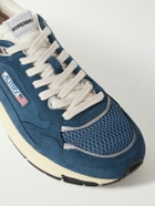Autry - Hyperway Leather-Trimmed Suede and Mesh Sneakers - Blue